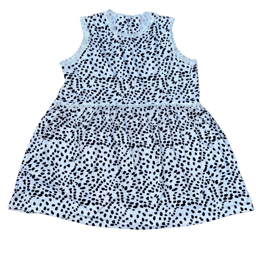 Black and White Polka Dot Lace Border Sleeveless Blouse